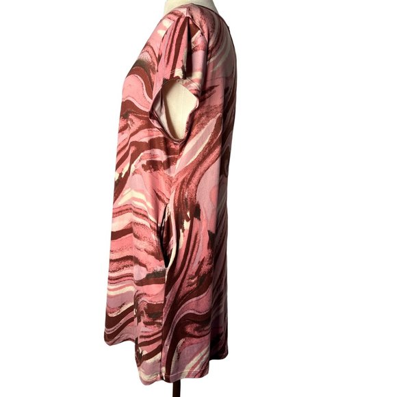 Vibe Sportswear Dress Women's size 2X Pink Mauve Marbled Short Sleeve Pocket Min - Picture 5 of 12